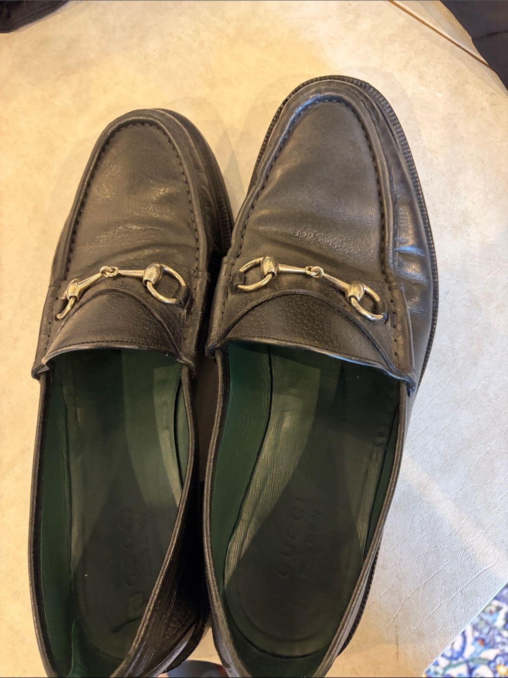 Gucci Black Leather Horsebit Slip-On Loafers
